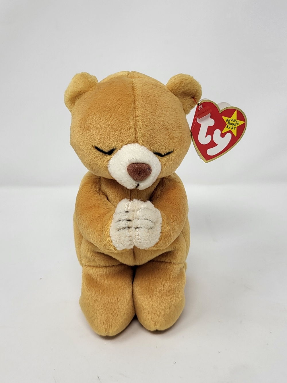 TY Beanie Baby Praying Bear Plush - Tan